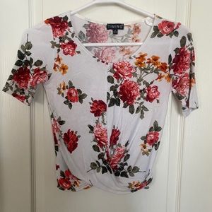 Cute White Flower Cropped top Shirt